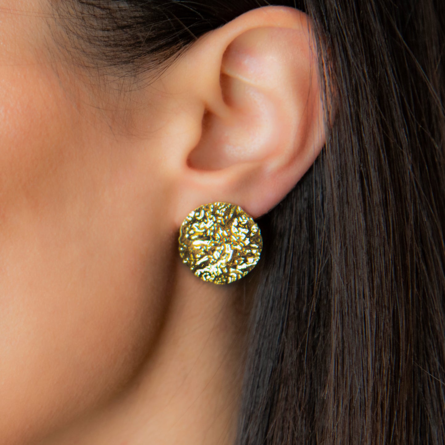 Orecchini Bottone Martellato