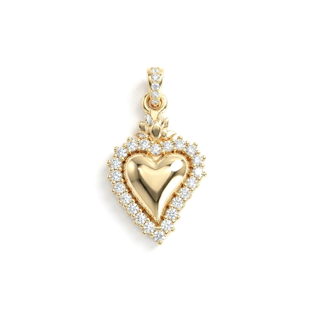 Ciondolo Sacro Cuore zirconato
