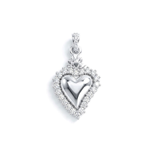 Ciondolo Sacro Cuore zirconato