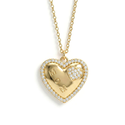 Collana Cuore Mom Zirconato